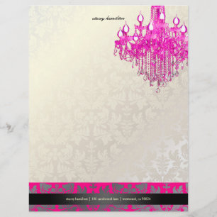 Papel Timbrado Pix Dezines Barroco Damasco/candelabro rosa-quente