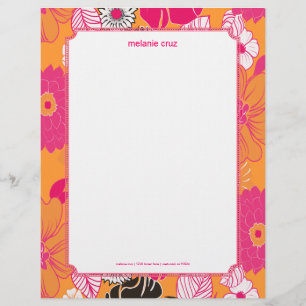 Papel Timbrado PixDezines Alegre Retro Floral, Monograma disponí