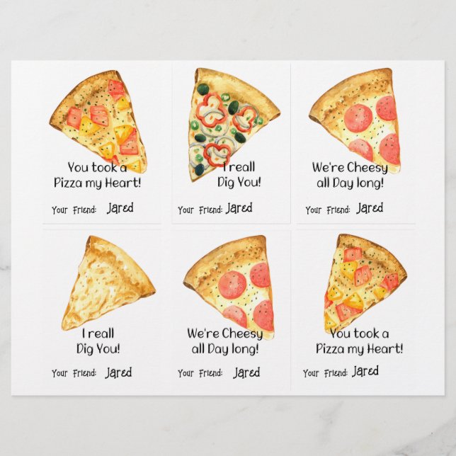 Papel Timbrado Placas de Classe de Pizza 6 Personalizar Nome (Frente)