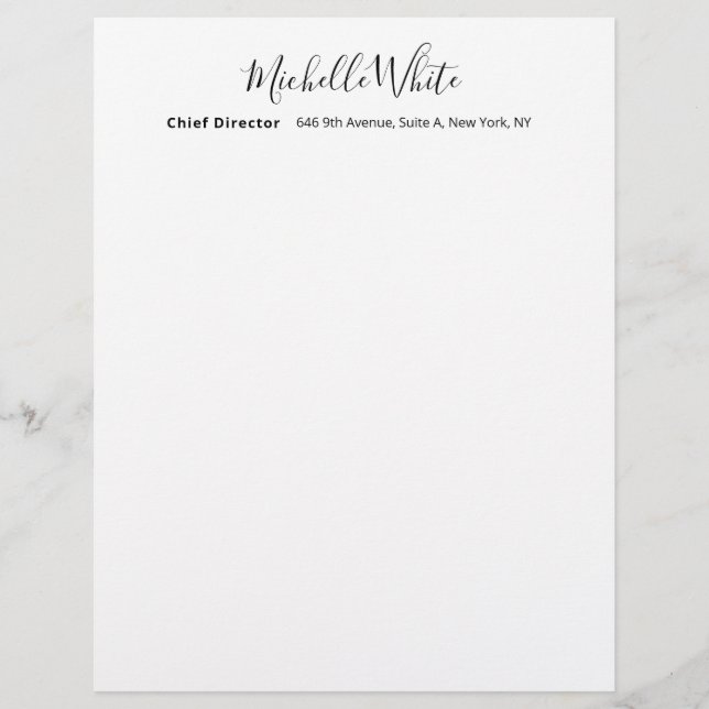 Papel Timbrado  Plain Elegant White Professional Modern (Frente)