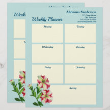 Planejador Semanal Aquarela Petúnias Rosa e Branca