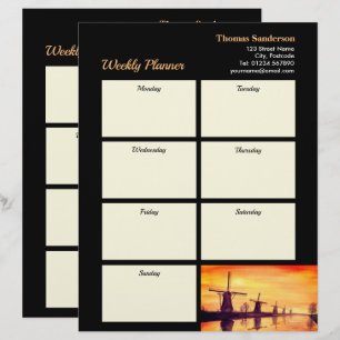 Papel Timbrado Planejador Semanal Moinhos de Vento Pôr do Sol Kin