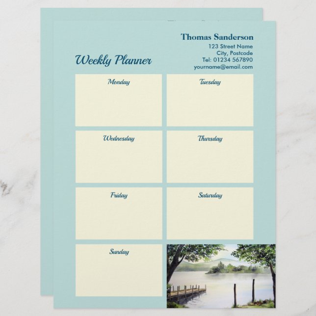 Papel Timbrado Planner Derwentwater Lake District Cumbria (Frente/Verso)