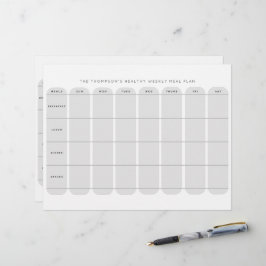 Papel Timbrado Plano Semanal Saudável de Refeições Modelo Duplo L