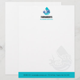 Papel Timbrado Plumbing Service Water Drop Logo Plumber Business