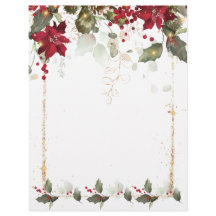 Poinsettia Holly Christmas Letterhead
