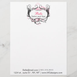 Papel Timbrado pontas de letra Chic Business, cor-de-rosa, preto 