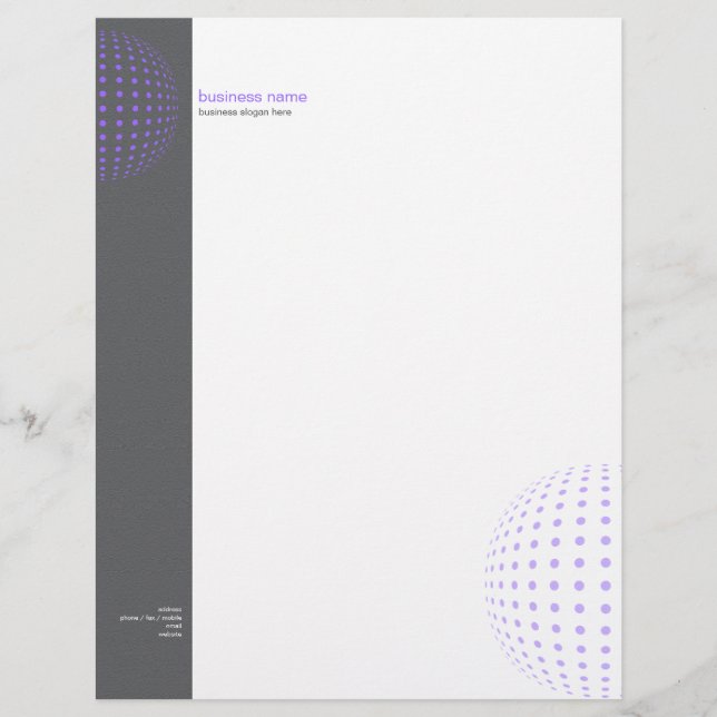 Papel Timbrado Pontos roxos simples modernos elegantes lisos (Frente)