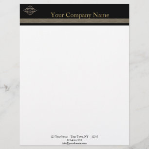 Papel Timbrado Pop preto e Dourado elegante do damasco