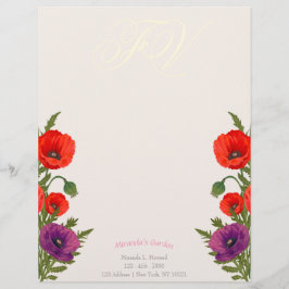 Papel Timbrado Poppy Monograma Floral Folheto