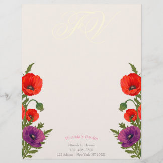 Papel Timbrado Poppy Monograma Floral Folheto
