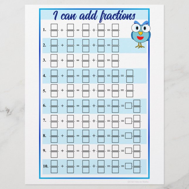 Papel Timbrado Posso adicionar e subtrair Modelos de Frações (Frente)