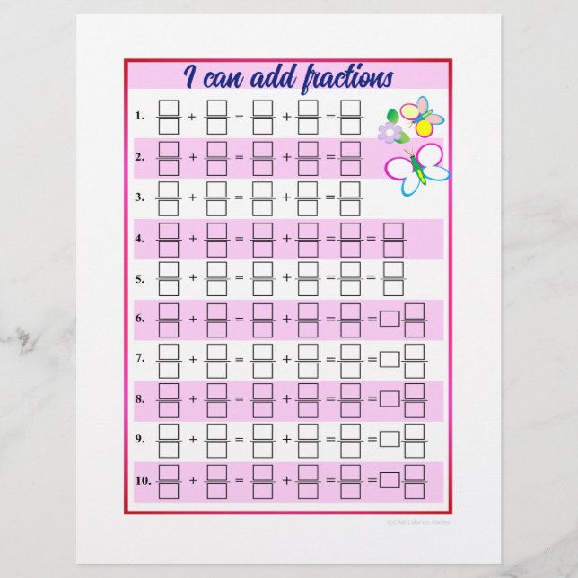 Papel Timbrado Posso adicionar e subtrair Modelos de Frações (Frente)