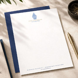 Papel Timbrado Pote de Jarro de Gengibre Azul Logotipo de Cerâmic