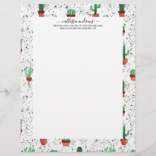 Papel Timbrado Potes Verdes Terracotta Cactus Patterno