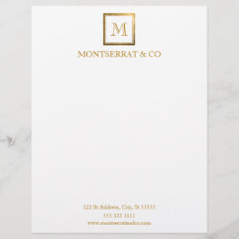Papel Timbrado Praça Dourada do logotipo do Monograma de Negócios