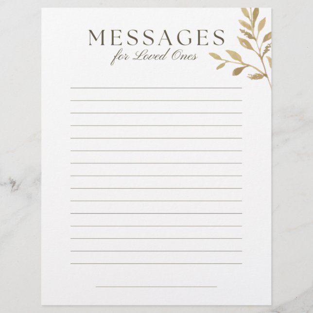 Papel Timbrado Pre Planning Letter to Loved Ones (Frente)