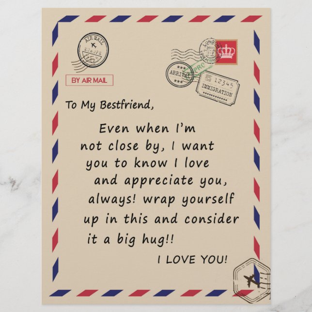 Papel Timbrado Presente de melhor amigo| Para O Meu Amigo De Best (Frente)