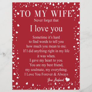 Papel Timbrado Presentes da esposa  Carta À Minha Mulher De Amor