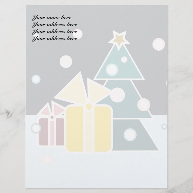 Papel Timbrado Presentes de árvore de Natal escandinava retrô Art (Frente)
