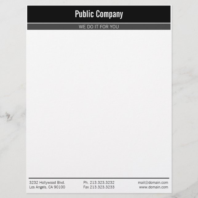 Papel Timbrado Preto profissional moderno com obscuridade - cinza (Frente)