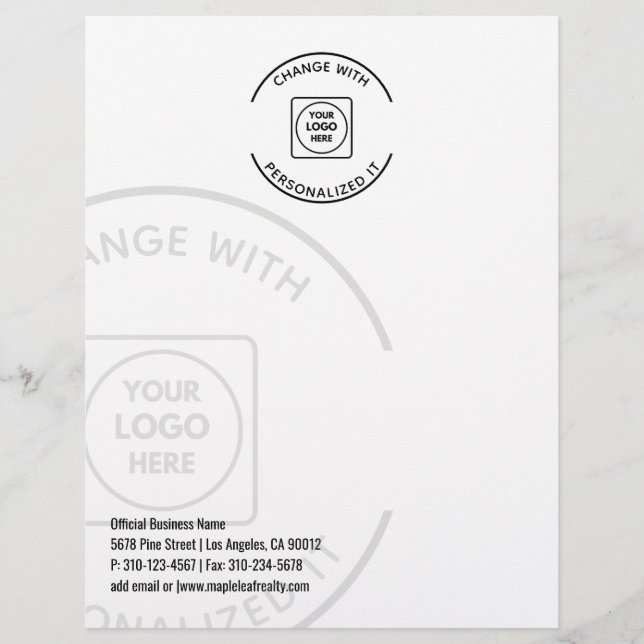 Papel Timbrado Professional Business Logo Watermark letterhead (Frente)