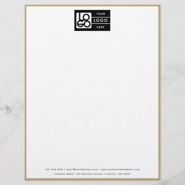 Papel Timbrado Professional Kraft Border Business Logo Letterhead (Frente)