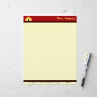 Papel Timbrado Professora Instrutora Yoga Pose Sunrise Letterhead