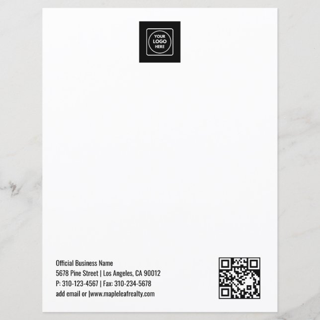 Papel Timbrado Profissional Código QR Logotipo Sim (Frente)