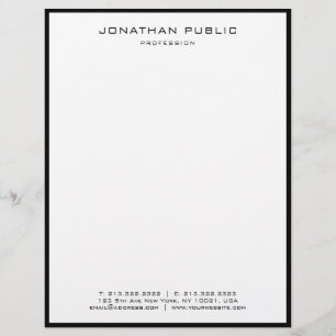 Papel Timbrado Profissional Moderno Preto Branco Elegante Minimal