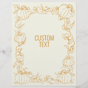 Papel Timbrado Pumpkin Vine Autumn Fall Obrigado pelo quadro de A