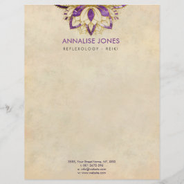 Papel Timbrado Quadro Amethyst e Dourado roxo Lotus