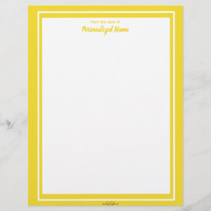 Papel Timbrado Quadro de Linha Dupla Amarelo Sem Linha