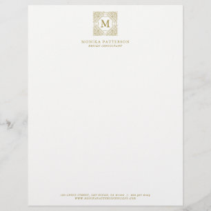 Papel Timbrado Quadro Dourado elegante do Ornamental do monograma