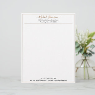Papel Timbrado Quadro Dourado Moderno Seu Nome Endereço Personal