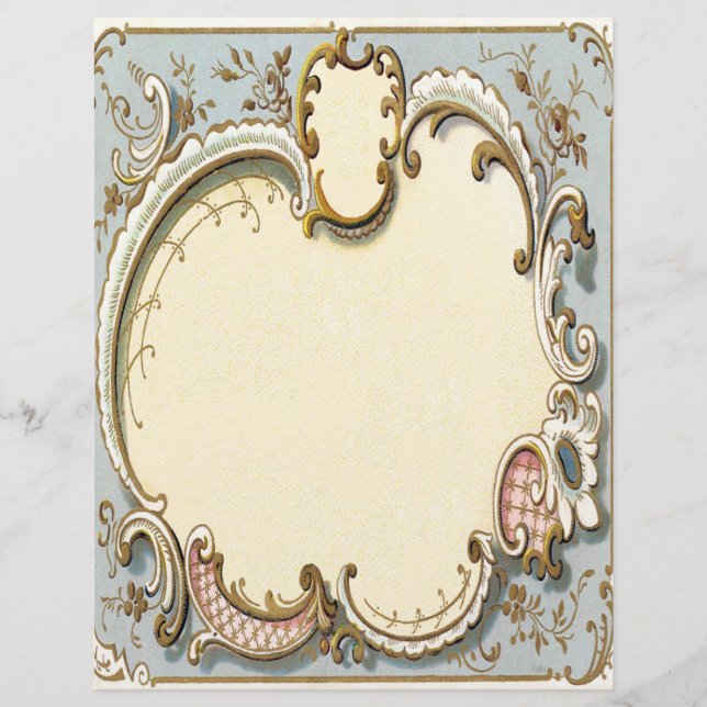 Papel Timbrado Quadro Vitoriano Azul e Dourado (Frente)