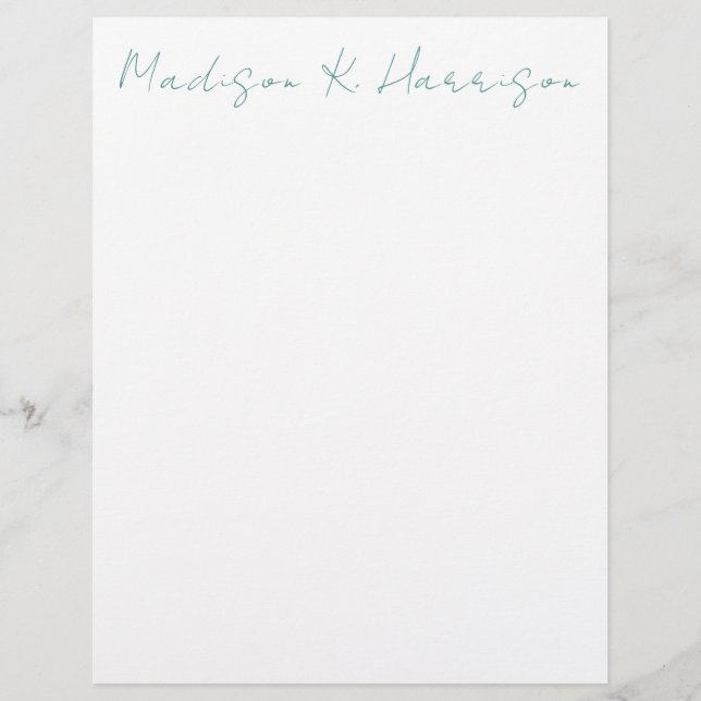 Papel Timbrado Qualquer cor Manuscrito Nome do Script Letterhead (Frente)