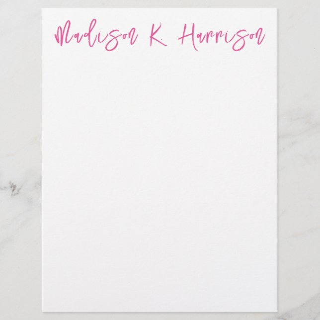 Papel Timbrado Qualquer cor Manuscrito Nome do Script Letterhead (Frente)