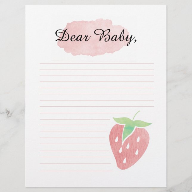 Papel Timbrado Querido Bebê Berry, primeira vez - letra da cápsul (Frente)