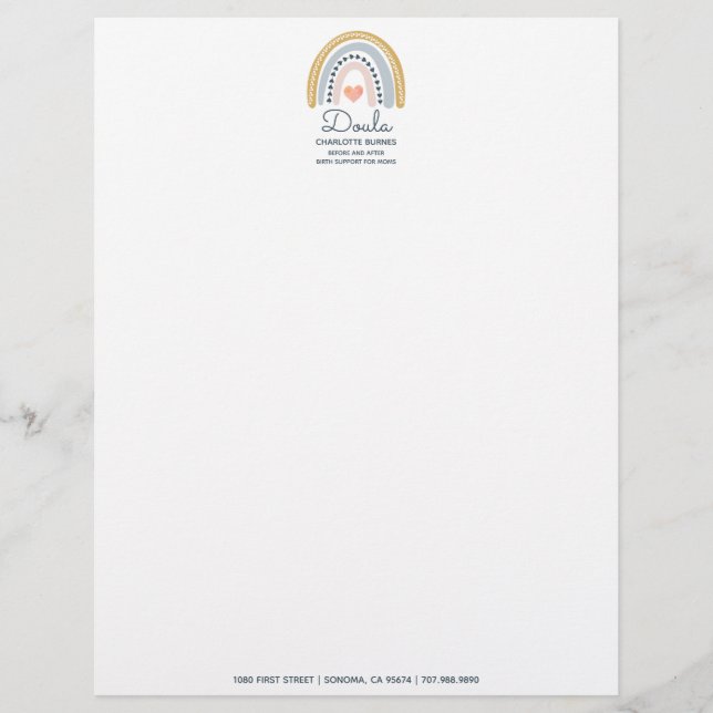 Papel Timbrado Rainbow Heart Doula Business Letterhead (Frente)