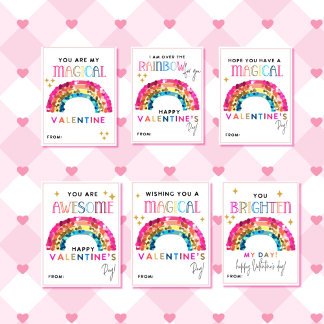Papel Timbrado Rainbow Valentine's Day Kids Classroom cards