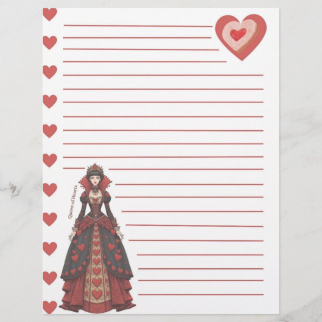 Papel Timbrado Rainha de Copas Carta com Linhas (Frente)