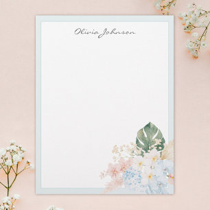 Papel Timbrado Ramalhete Floral de Flores Tropicais em Aquarela M