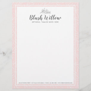 Papel Timbrado Ramos de Folhas Botânicas Modernas Blush Minimalis