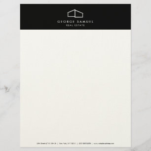 Papel Timbrado Realador de logotipo doméstico preto e branco