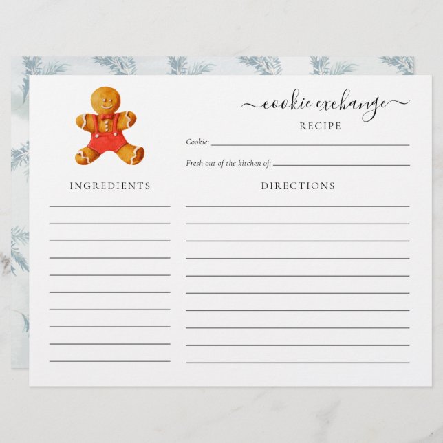 Papel Timbrado Receita de Troca de Cookies Feriados de Natal (Frente/Verso)