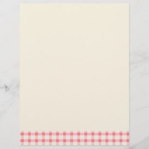 Papel Timbrado Receitas de Gingham Rosa Bege Xadrez Fofo Feminino