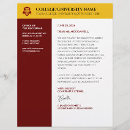 Papel Timbrado Red Dourado School College Letterhead