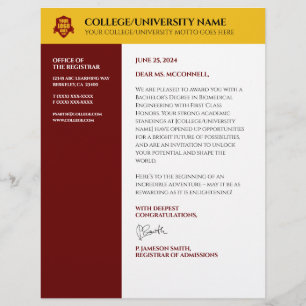 Papel Timbrado Red Dourado School College Letterhead