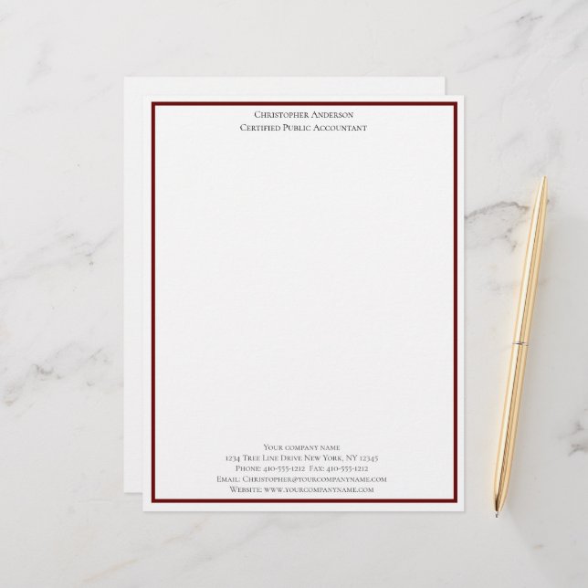Papel Timbrado Red White Professional Business Personalizado (Frente/Verso In Situ)